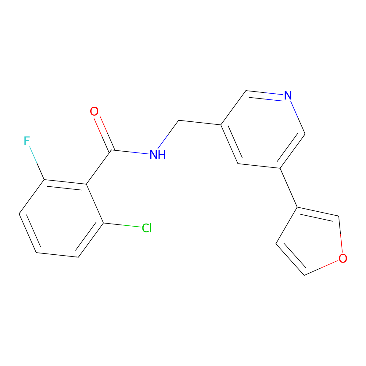 2-chloro-6-fluoro-N-{[5-(furan-3-yl)pyridin-3-yl]methyl}benzamide molecular structure, CAS 2034617-92-8