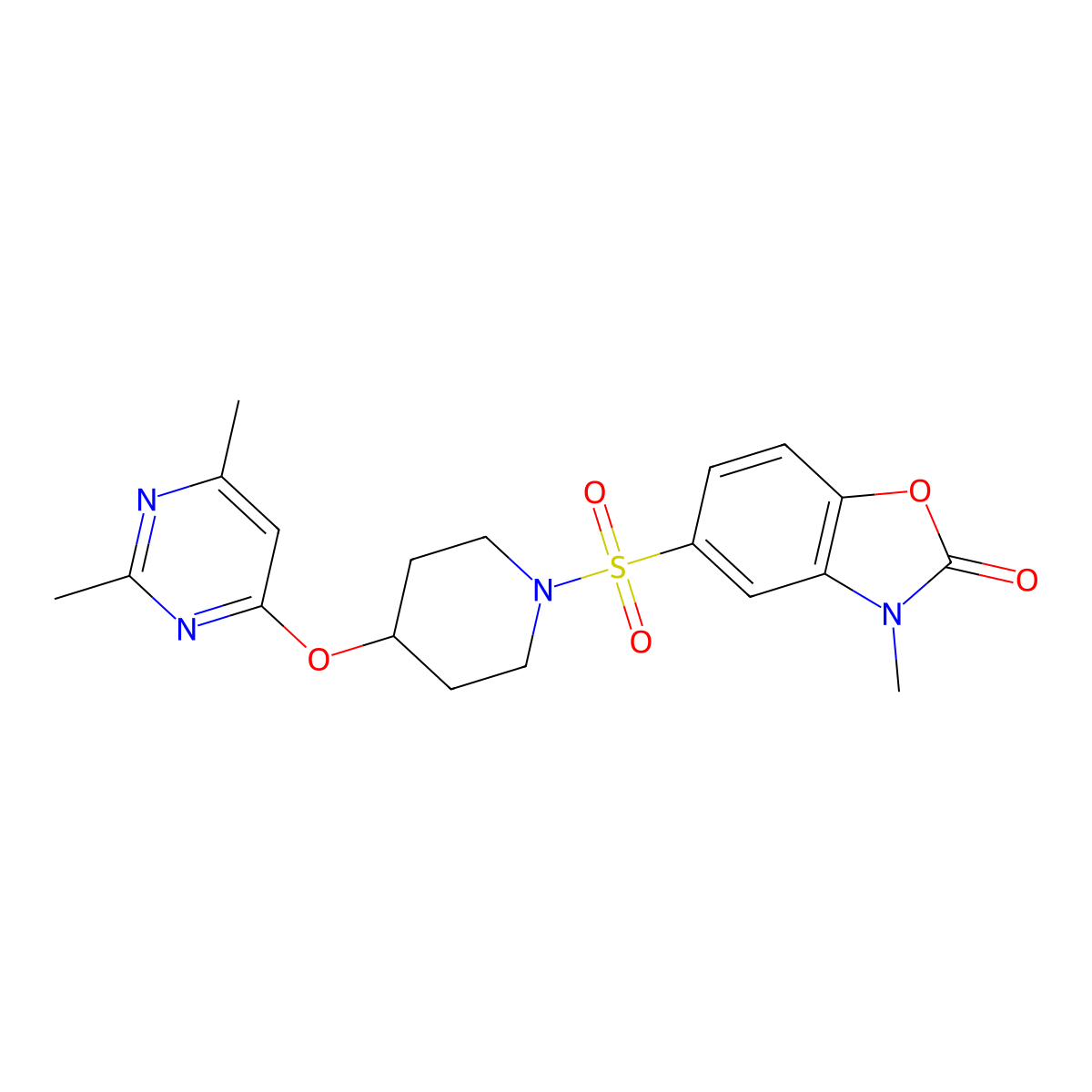 5-((4-((2,6-dimethylpyrimidin-4-yl)oxy)piperidin-1-yl)sulfonyl)-3-methylbenzo[d]oxazol-2(3H)-one molecular structure, CAS 2034617-93-9