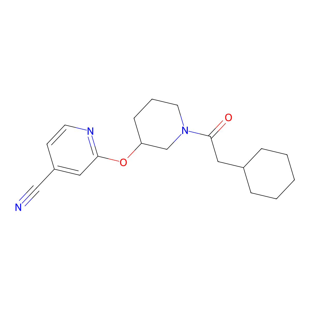 2-((1-(2-Cyclohexylacetyl)piperidin-3-yl)oxy)isonicotinonitrile molecular structure, CAS 2034617-98-4