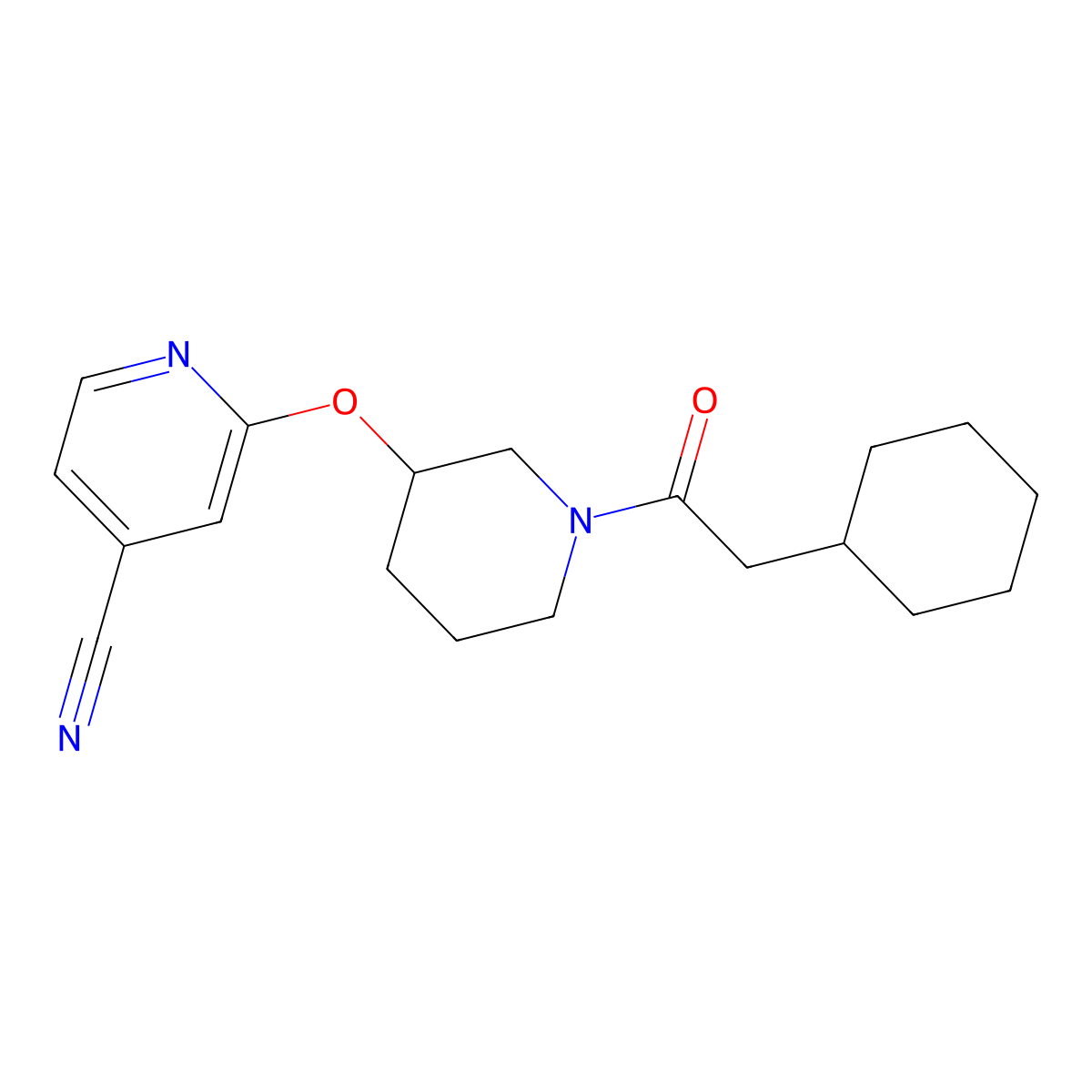 2-((1-(2-Cyclohexylacetyl)piperidin-3-yl)oxy)isonicotinonitrile molecular structure, CAS 2034617-98-4