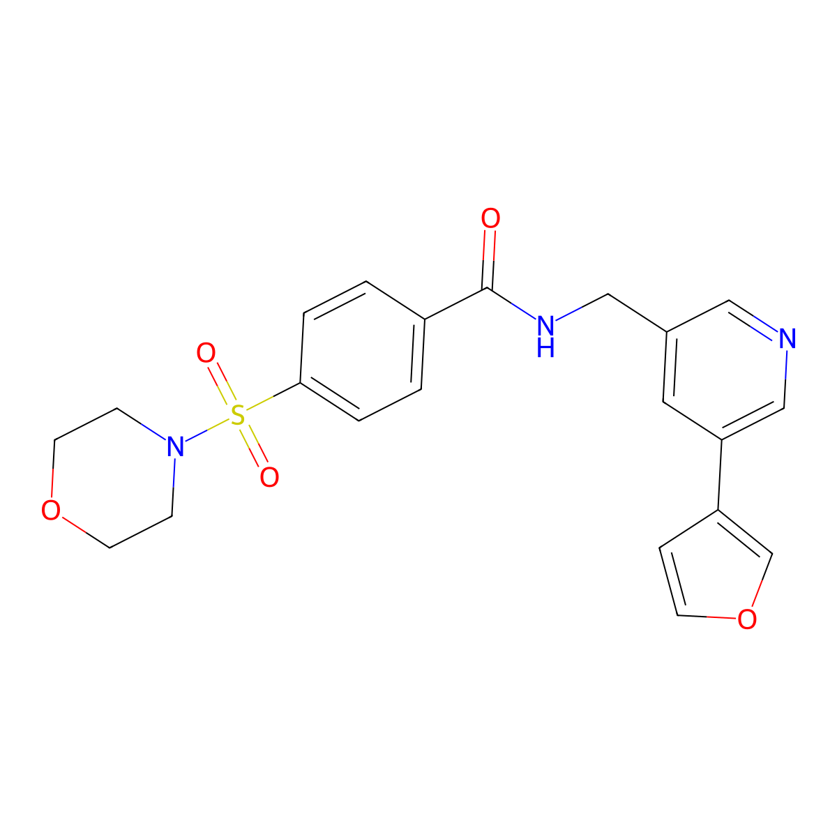 N-((5-(furan-3-yl)pyridin-3-yl)methyl)-4-(morpholinosulfonyl)benzamide molecular structure, CAS 2034618-00-1