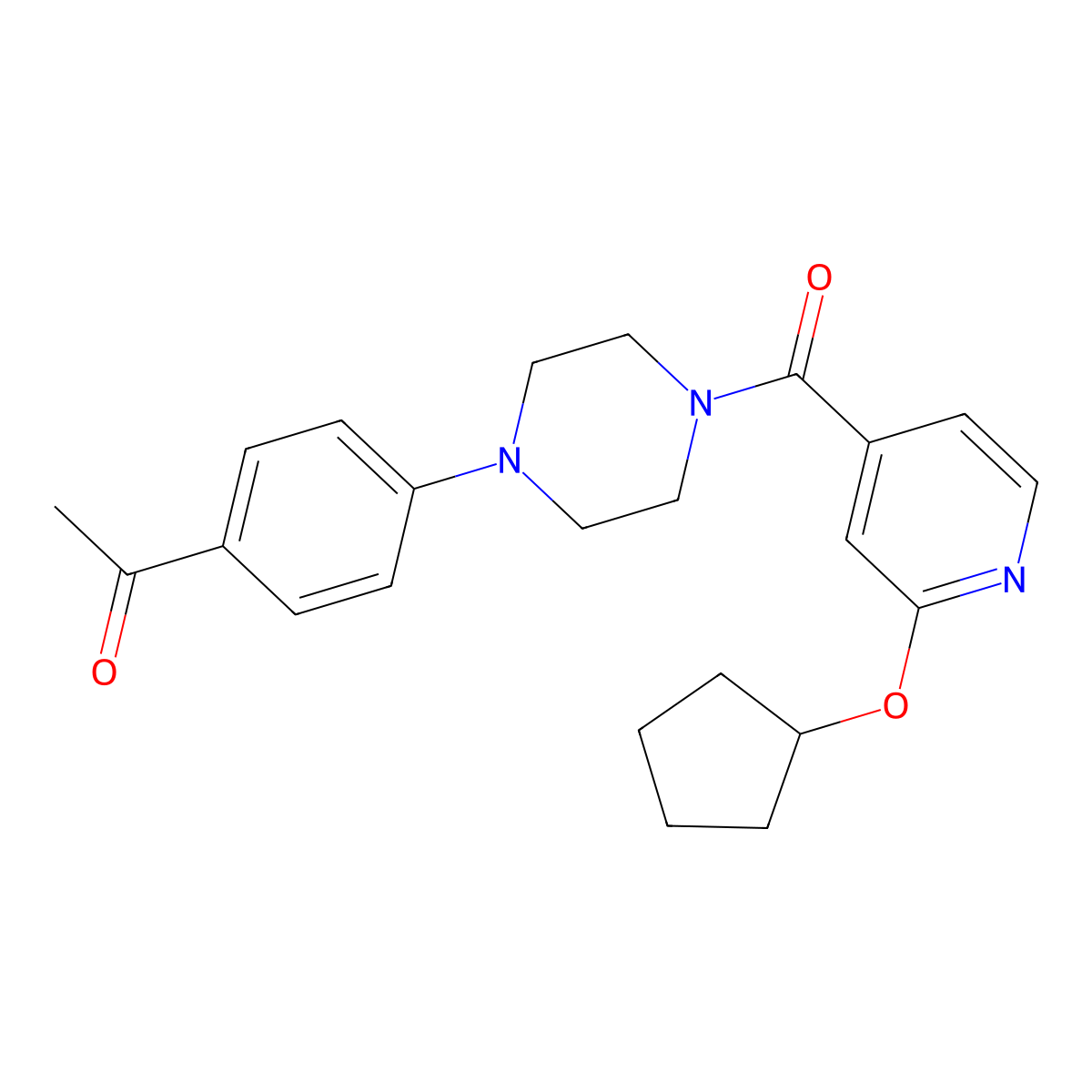 1-(4-(4-(2-(Cyclopentyloxy)isonicotinoyl)piperazin-1-yl)phenyl)ethanone molecular structure, CAS 2034618-01-2