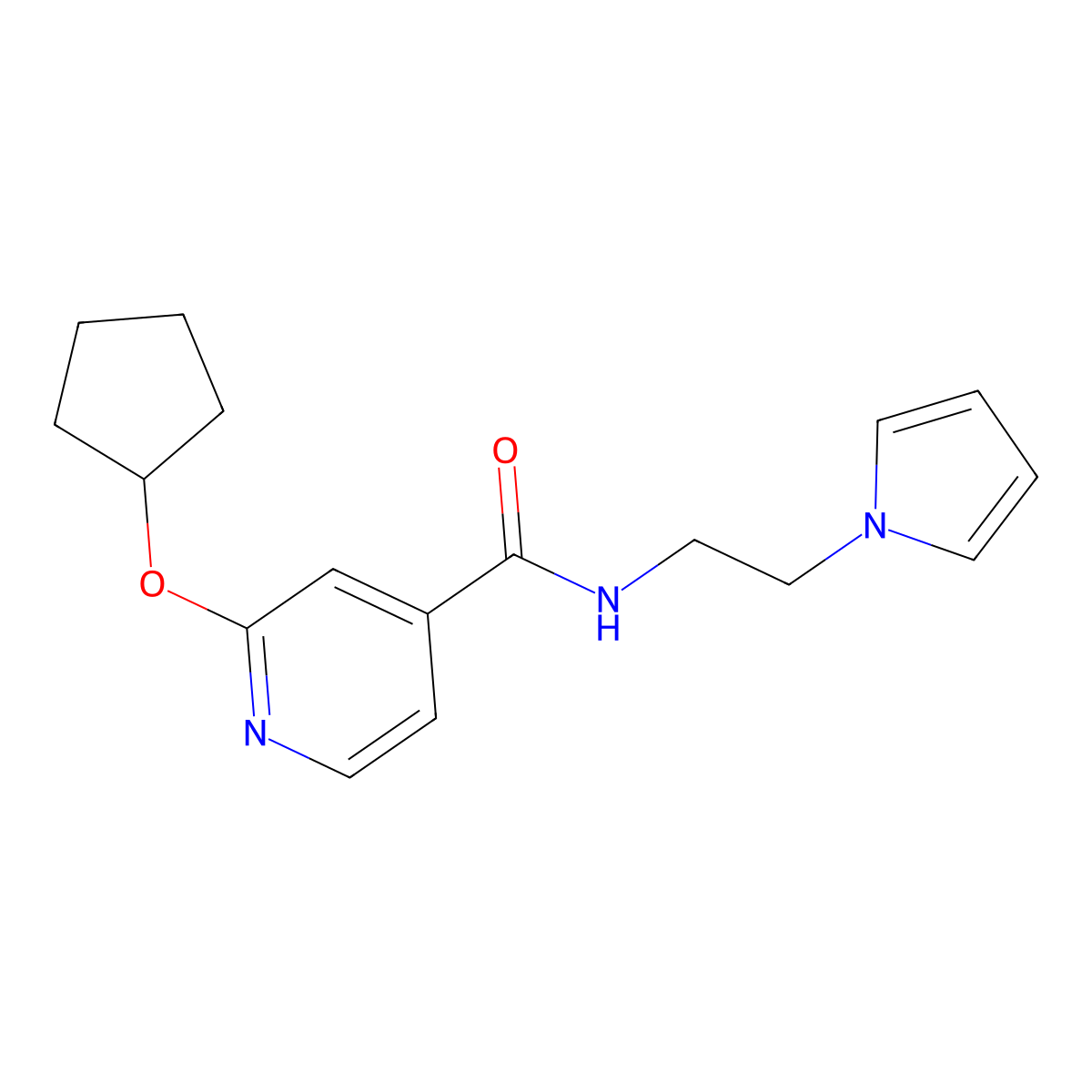 N-(2-(1H-pyrrol-1-yl)ethyl)-2-(cyclopentyloxy)isonicotinamide molecular structure, CAS 2034618-07-8