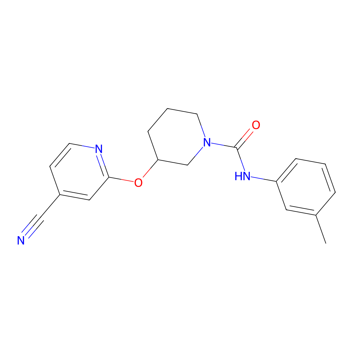 3-((4-cyanopyridin-2-yl)oxy)-N-(m-tolyl)piperidine-1-carboxamide molecular structure, CAS 2034618-12-5