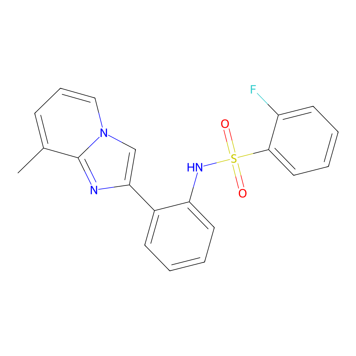 2-fluoro-N-(2-(8-methylimidazo[1,2-a]pyridin-2-yl)phenyl)benzenesulfonamide molecular structure, CAS 2034618-15-8