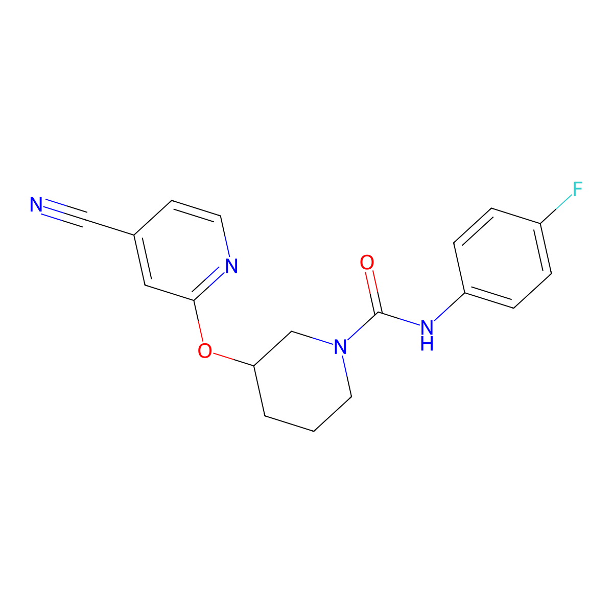 3-[(4-cyanopyridin-2-yl)oxy]-N-(4-fluorophenyl)piperidine-1-carboxamide molecular structure, CAS 2034618-16-9