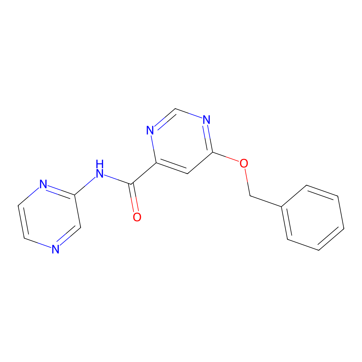 6-(benzyloxy)-N-(pyrazin-2-yl)pyrimidine-4-carboxamide molecular structure, CAS 2034618-19-2