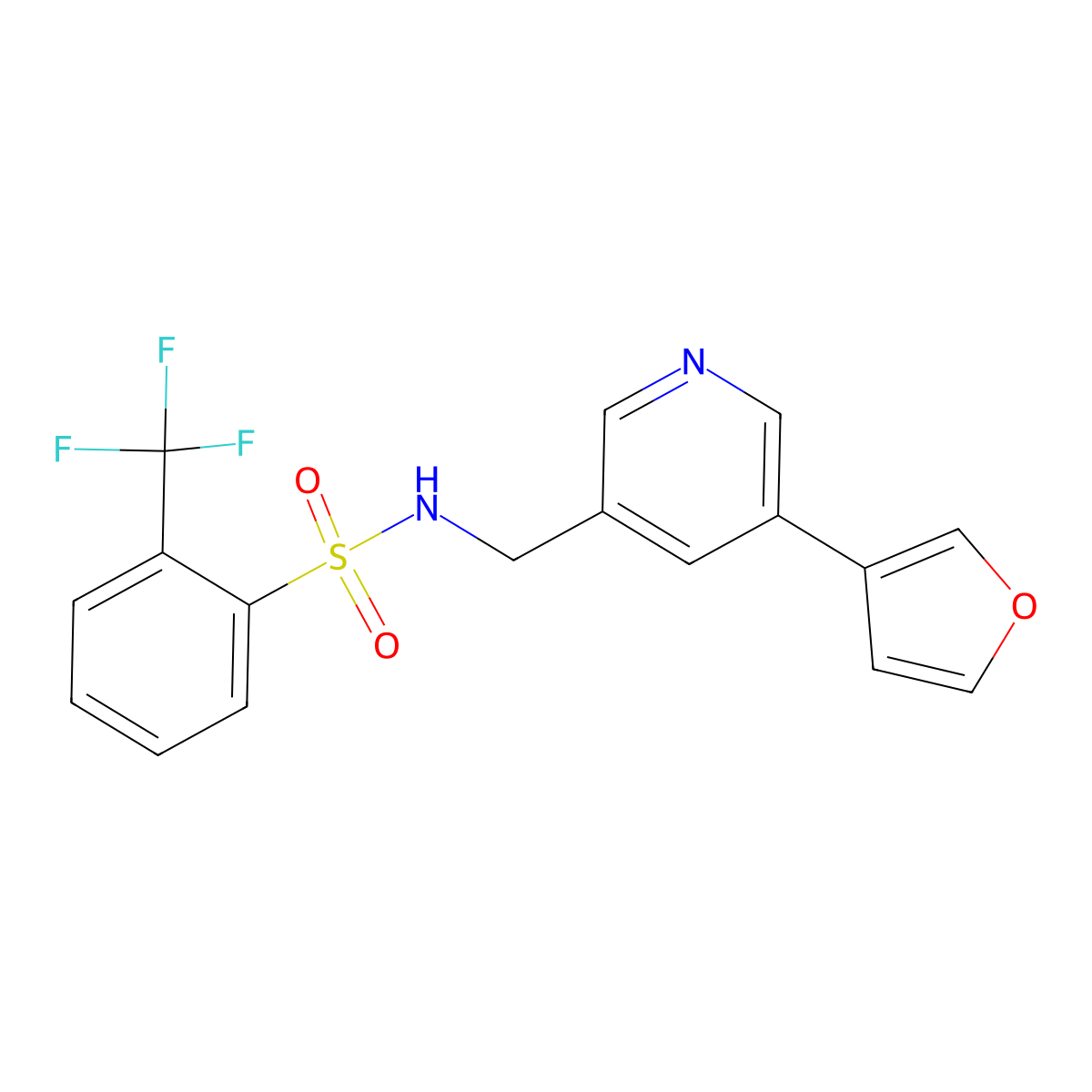N-((5-(furan-3-yl)pyridin-3-yl)methyl)-2-(trifluoromethyl)benzenesulfonamide molecular structure, CAS 2034618-21-6