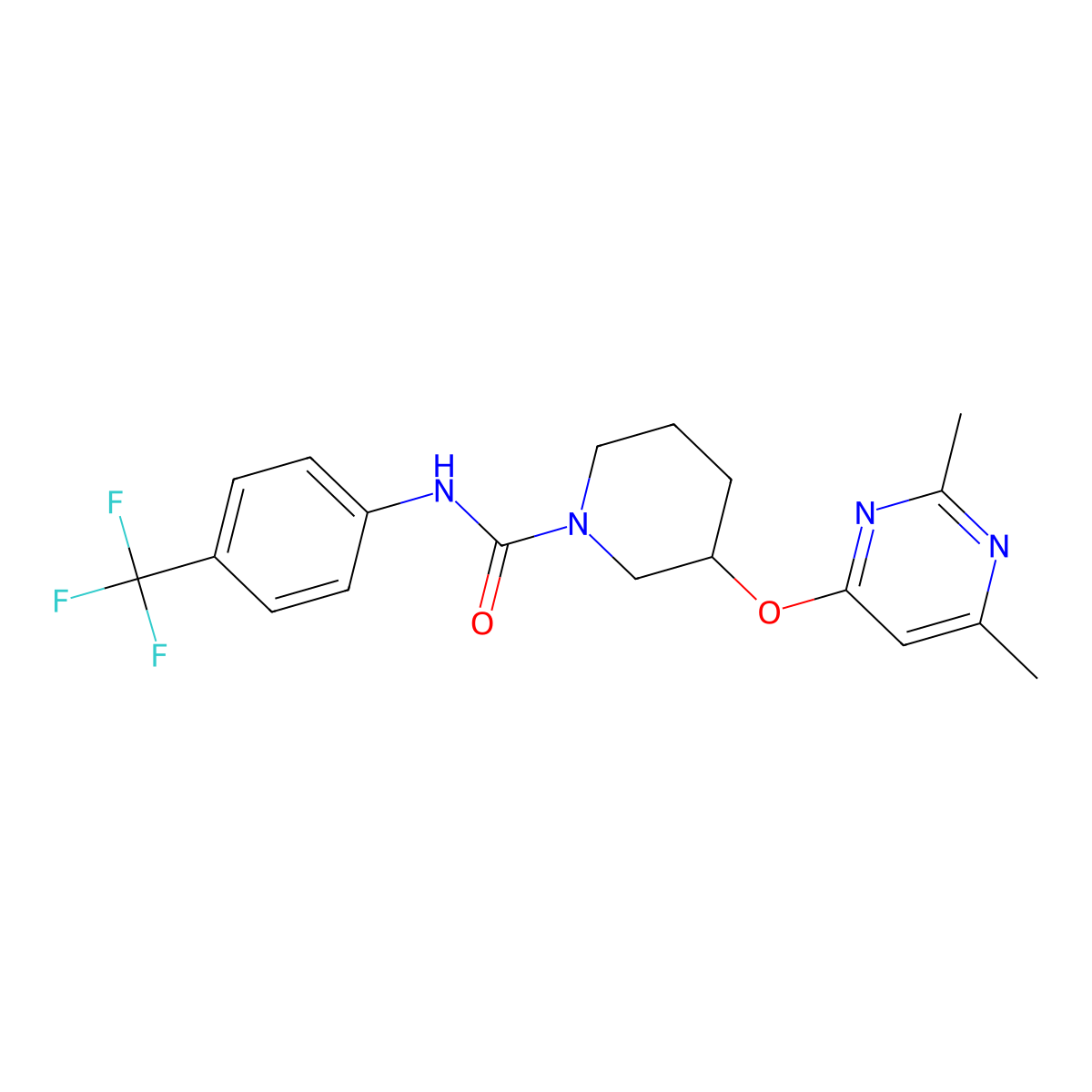 3-[(2,6-dimethylpyrimidin-4-yl)oxy]-N-[4-(trifluoromethyl)phenyl]piperidine-1-carboxamide molecular structure, CAS 2034618-25-0