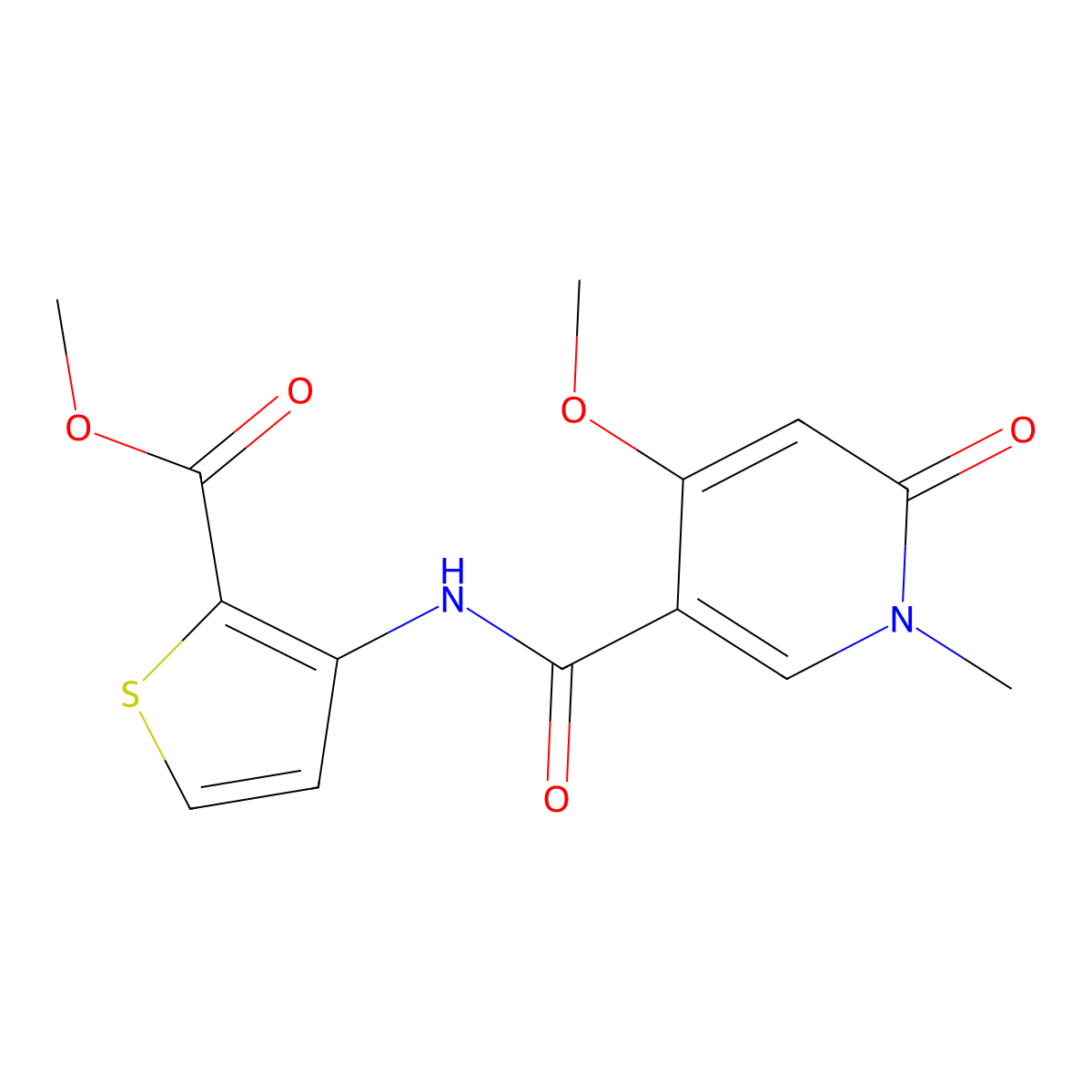Methyl 3-(4-methoxy-1-methyl-6-oxo-1,6-dihydropyridine-3-carboxamido)thiophene-2-carboxylate molecular structure, CAS 2034618-29-4