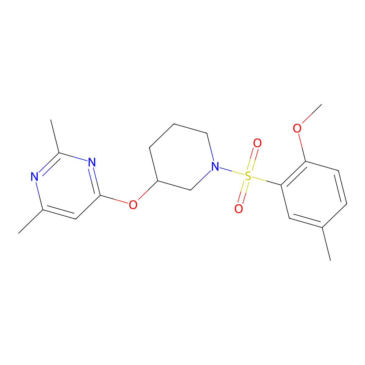 4-{[1-(2-Methoxy-5-methylbenzenesulfonyl)piperidin-3-yl]oxy}-2,6-dimethylpyrimidine molecular structure, CAS 2034618-33-0