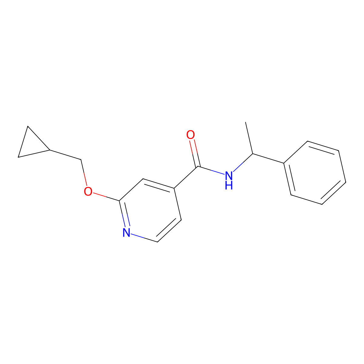 2-(cyclopropylmethoxy)-N-(1-phenylethyl)isonicotinamide molecular structure, CAS 2034618-39-6