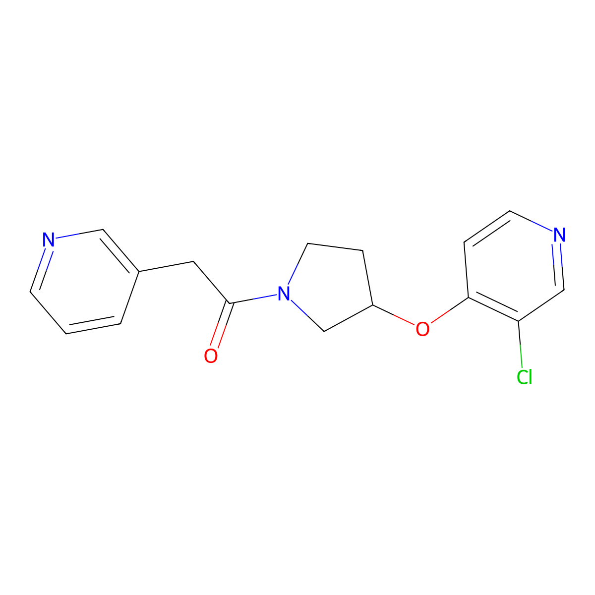 1-(3-((3-Chloropyridin-4-yl)oxy)pyrrolidin-1-yl)-2-(pyridin-3-yl)ethanone molecular structure, CAS 2034618-41-0