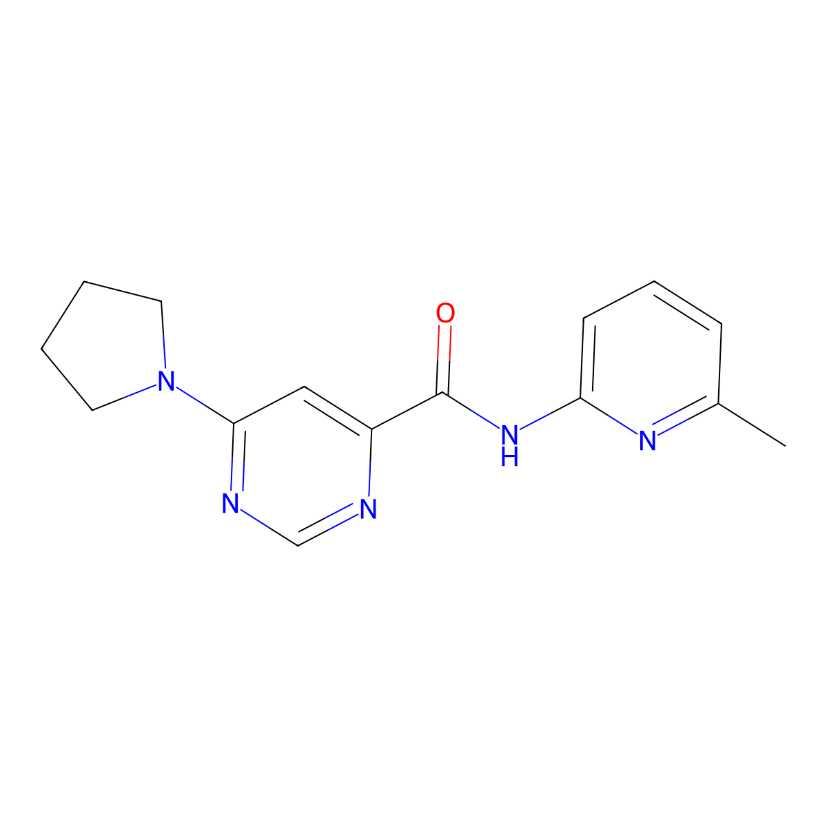 N-(6-methylpyridin-2-yl)-6-(pyrrolidin-1-yl)pyrimidine-4-carboxamide molecular structure, CAS 2034618-45-4