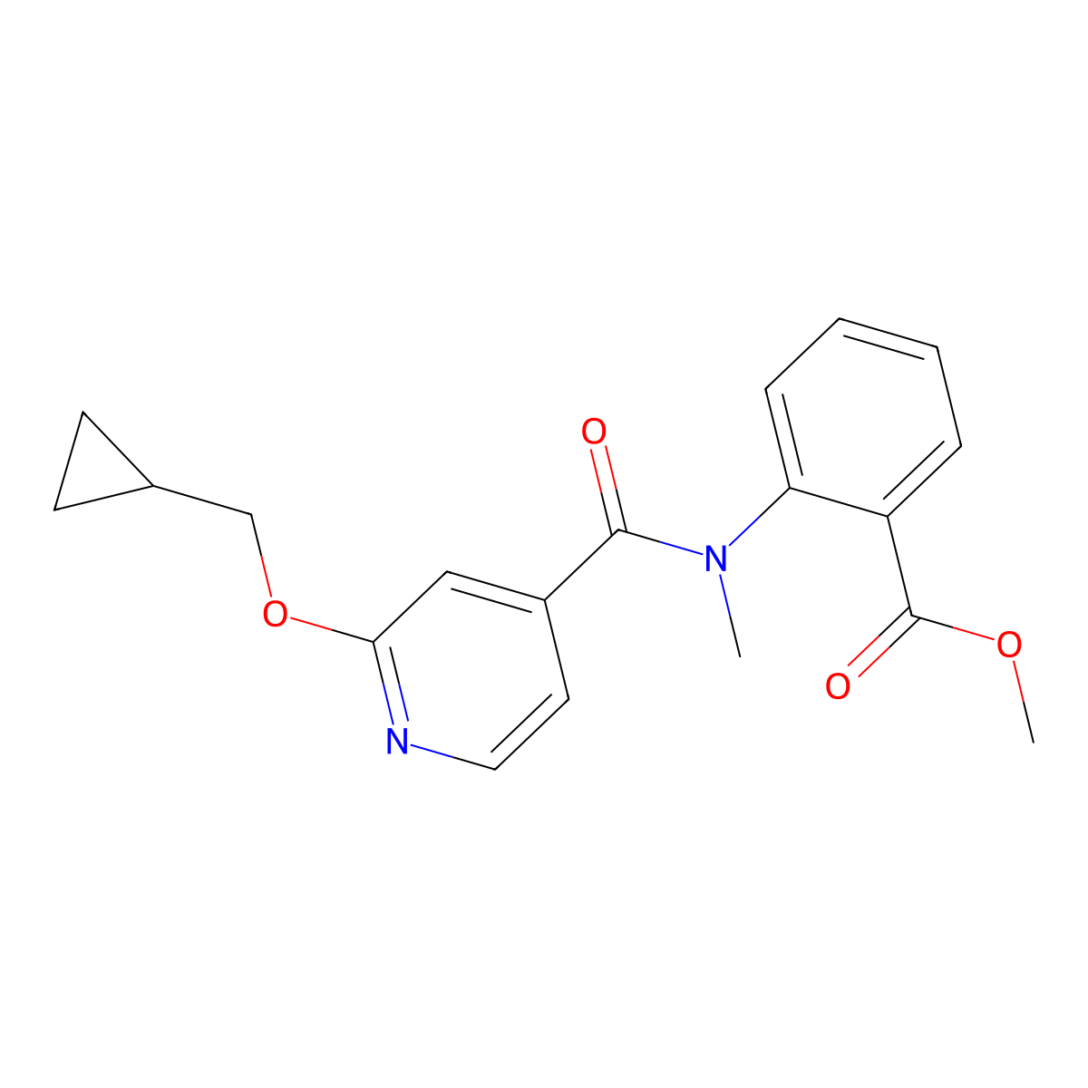 methyl 2-(2-(cyclopropylmethoxy)-N-methylisonicotinamido)benzoate molecular structure, CAS 2034618-46-5