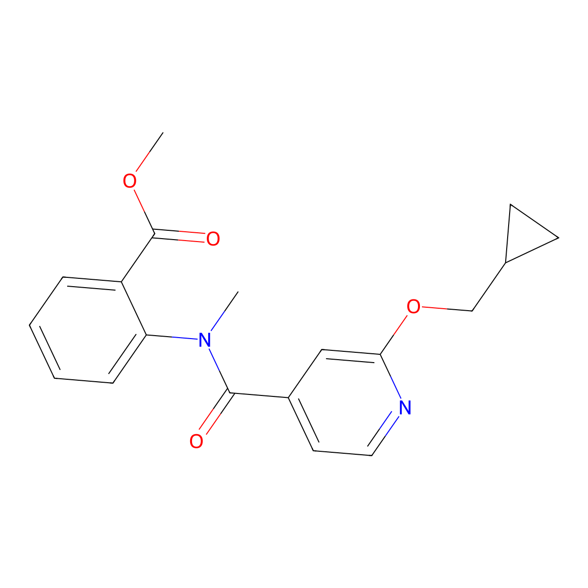 methyl 2-(2-(cyclopropylmethoxy)-N-methylisonicotinamido)benzoate molecular structure, CAS 2034618-46-5