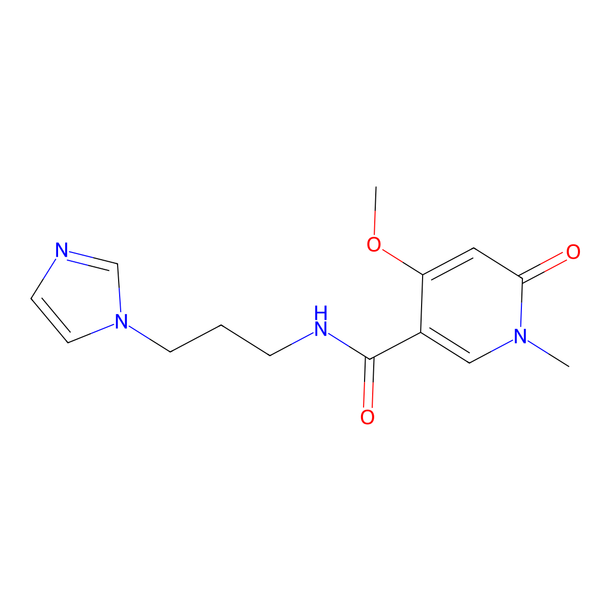 N-[3-(1H-imidazol-1-yl)propyl]-4-methoxy-1-methyl-6-oxo-1,6-dihydropyridine-3-carboxamide molecular structure, CAS 2034618-47-6