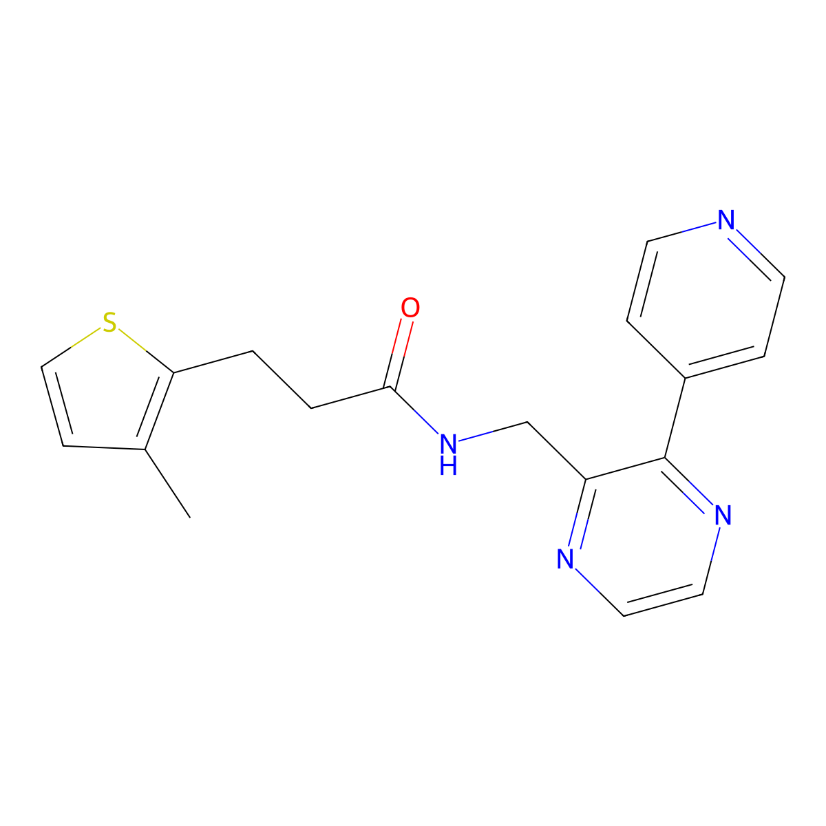 3-(3-methylthiophen-2-yl)-N-{[3-(pyridin-4-yl)pyrazin-2-yl]methyl}propanamide molecular structure, CAS 2034618-48-7