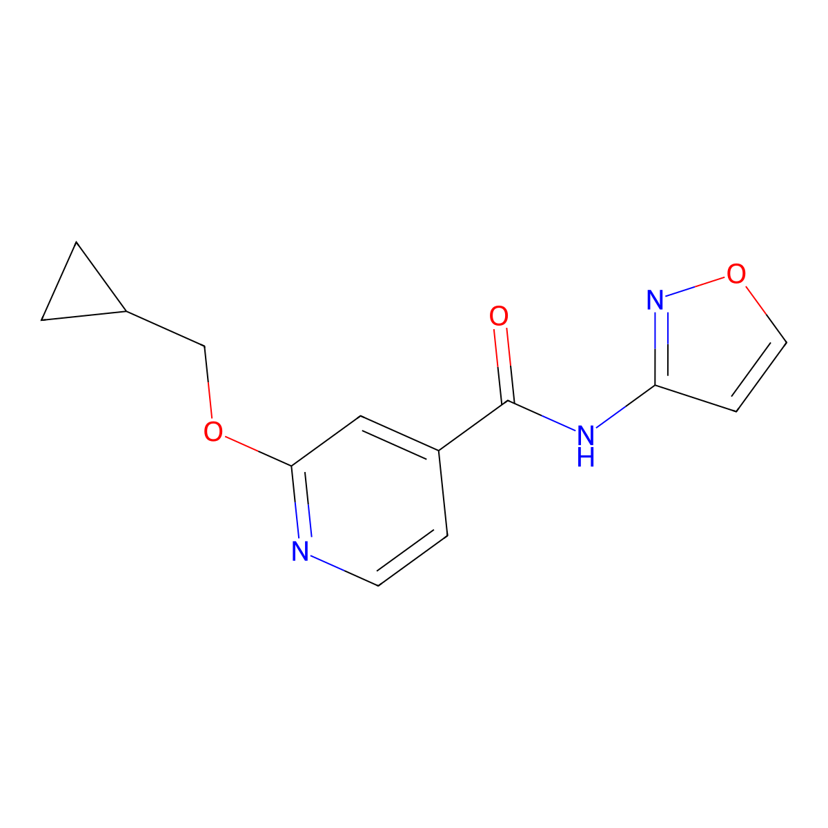 2-(cyclopropylmethoxy)-N-(isoxazol-3-yl)isonicotinamide molecular structure, CAS 2034618-67-0