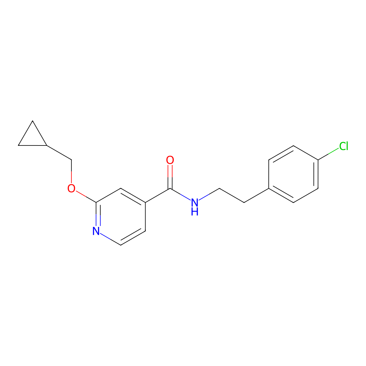 N-(4-chlorophenethyl)-2-(cyclopropylmethoxy)isonicotinamide molecular structure, CAS 2034618-73-8