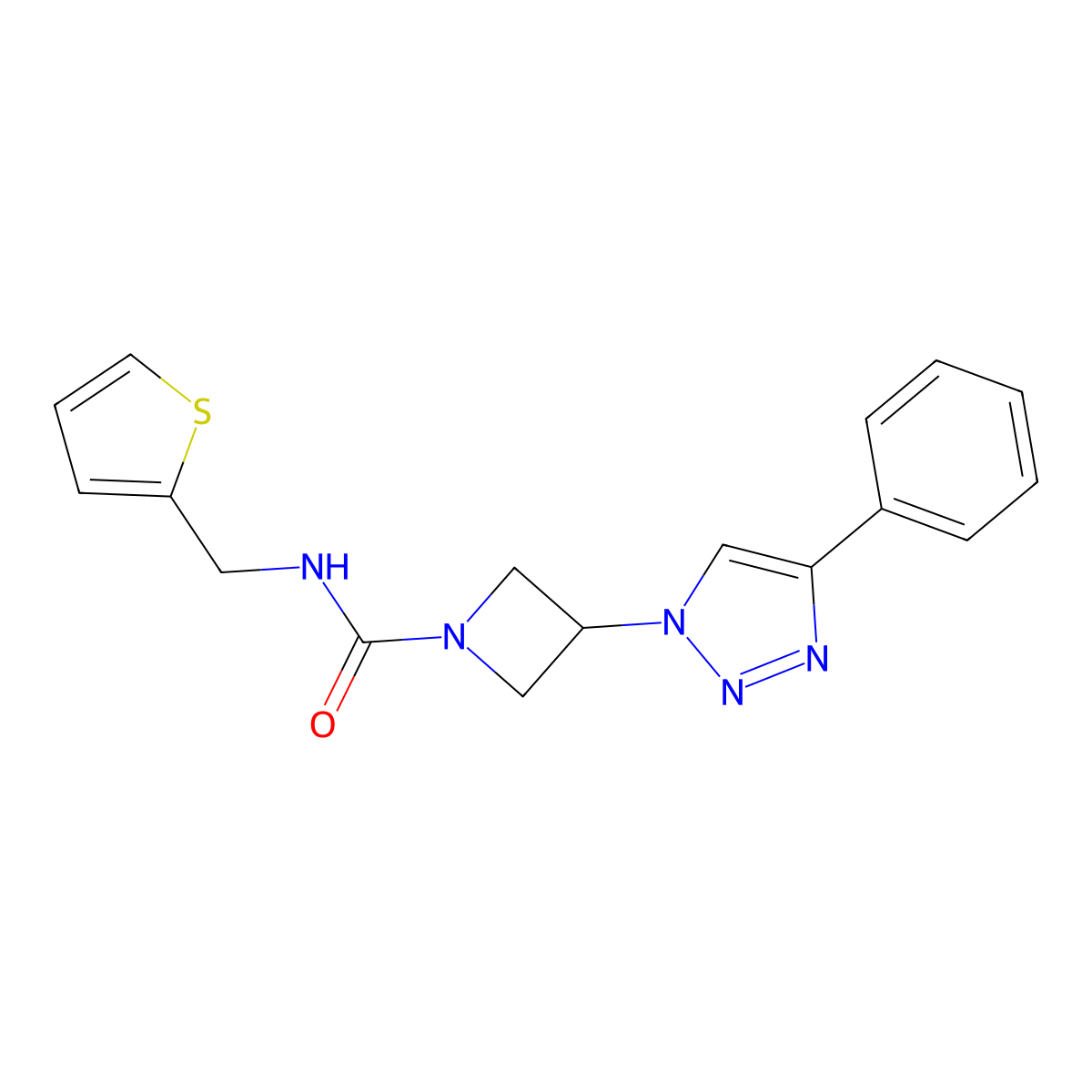 3-(4-phenyl-1H-1,2,3-triazol-1-yl)-N-(thiophen-2-ylmethyl)azetidine-1-carboxamide molecular structure, CAS 2034618-76-1