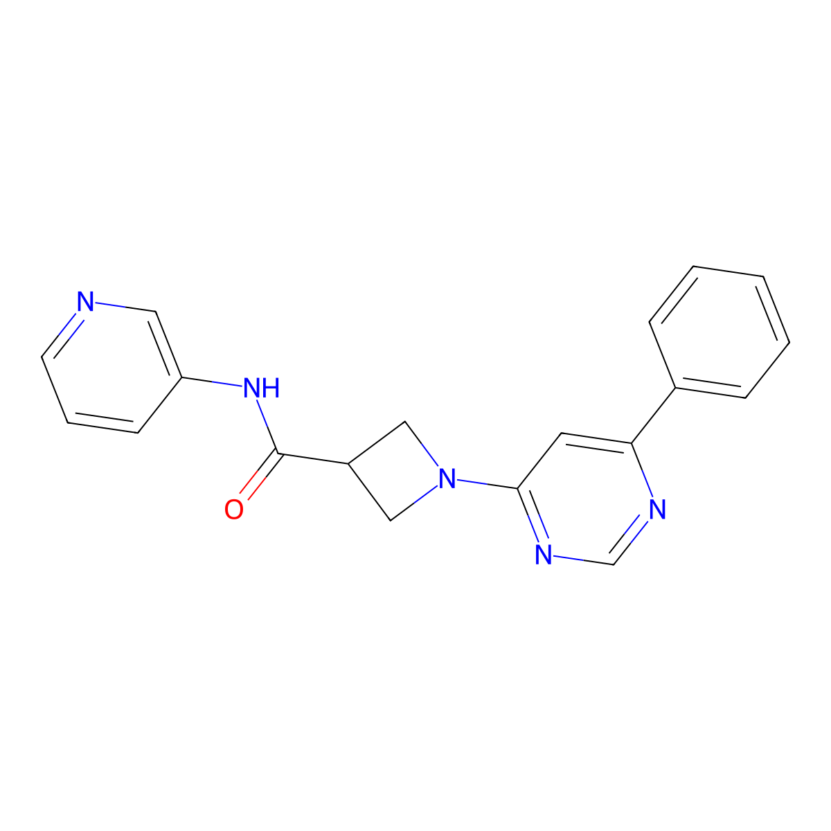 1-(6-phenylpyrimidin-4-yl)-N-(pyridin-3-yl)azetidine-3-carboxamide molecular structure, CAS 2034618-77-2