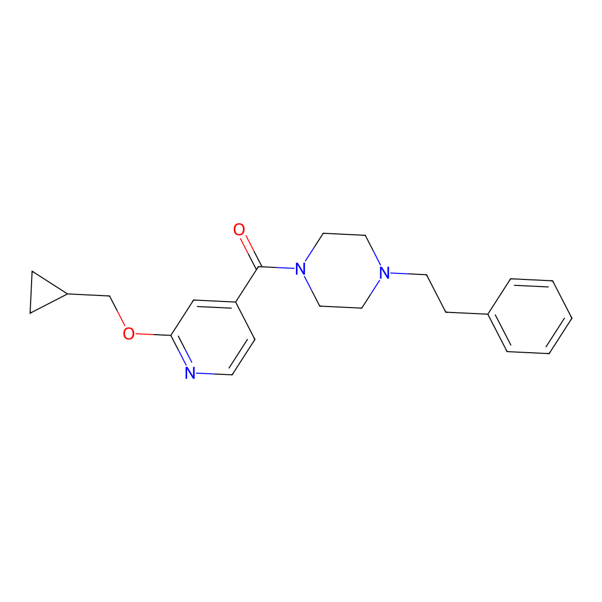 (2-(Cyclopropylmethoxy)pyridin-4-yl)(4-phenethylpiperazin-1-yl)methanone molecular structure, CAS 2034618-78-3