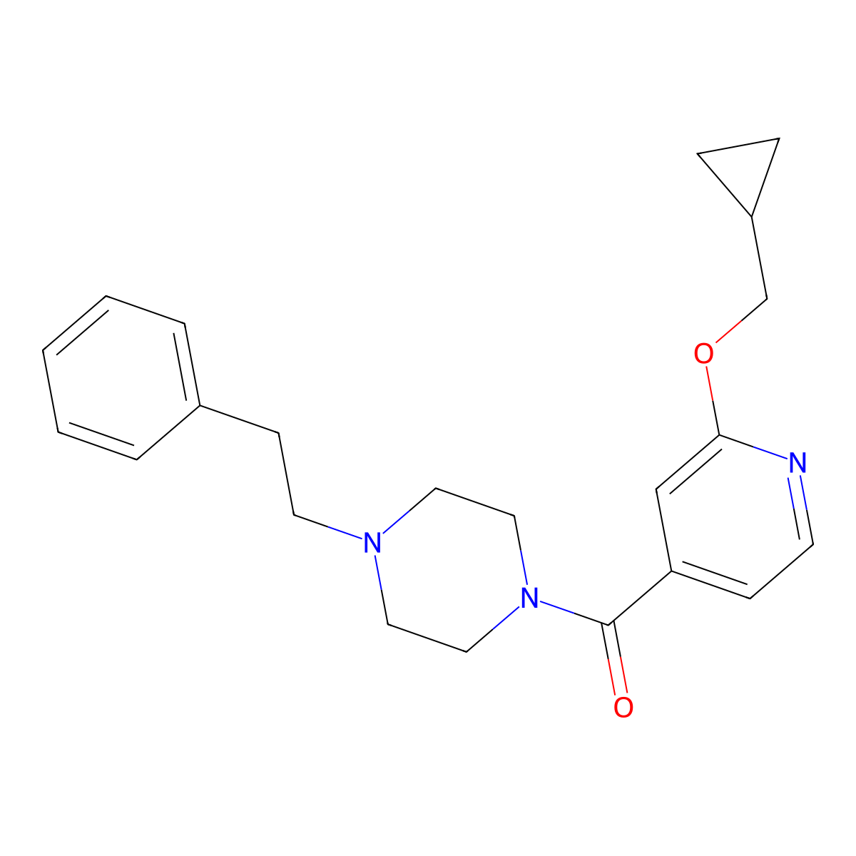 (2-(Cyclopropylmethoxy)pyridin-4-yl)(4-phenethylpiperazin-1-yl)methanone molecular structure, CAS 2034618-78-3