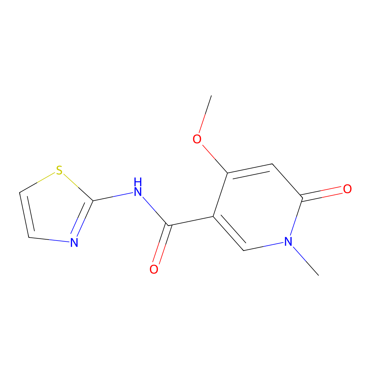 4-methoxy-1-methyl-6-oxo-N-(thiazol-2-yl)-1,6-dihydropyridine-3-carboxamide molecular structure, CAS 2034618-80-7