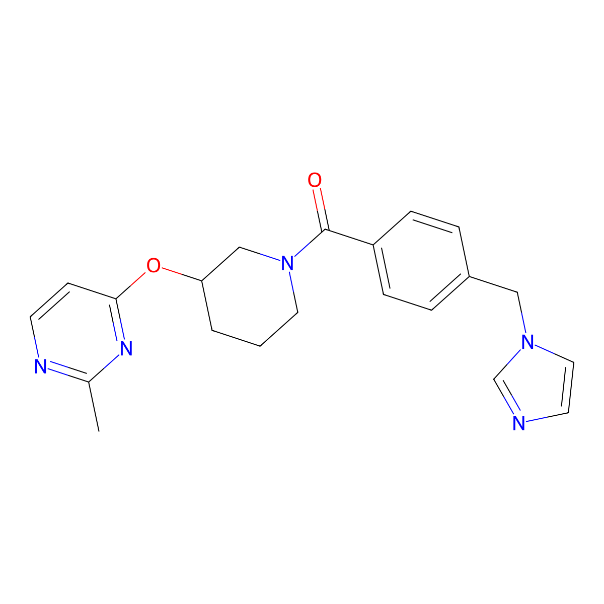 (4-((1H-imidazol-1-yl)methyl)phenyl)(3-((2-methylpyrimidin-4-yl)oxy)piperidin-1-yl)methanone molecular structure, CAS 2034618-88-5