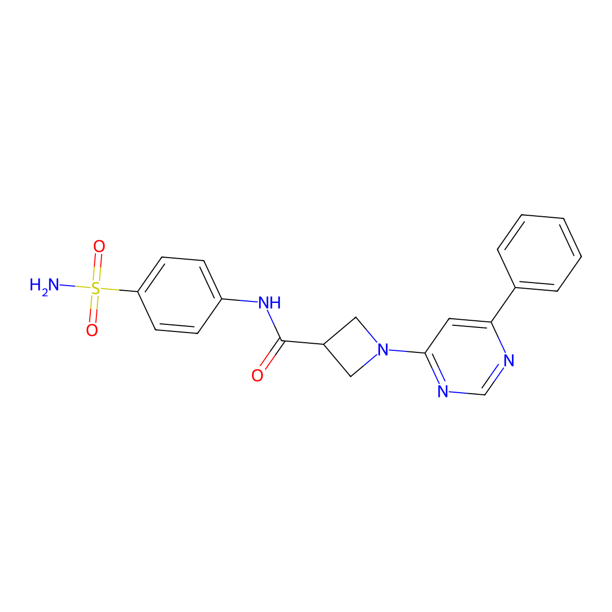 1-(6-phenylpyrimidin-4-yl)-N-(4-sulfamoylphenyl)azetidine-3-carboxamide molecular structure, CAS 2034618-92-1