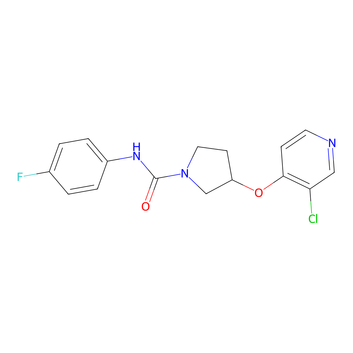 3-((3-chloropyridin-4-yl)oxy)-N-(4-fluorophenyl)pyrrolidine-1-carboxamide molecular structure, CAS 2034618-93-2