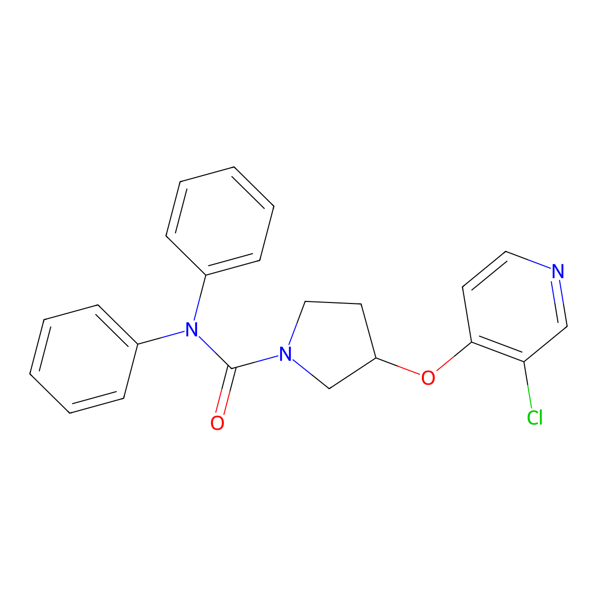 3-((3-chloropyridin-4-yl)oxy)-N,N-diphenylpyrrolidine-1-carboxamide molecular structure, CAS 2034618-98-7