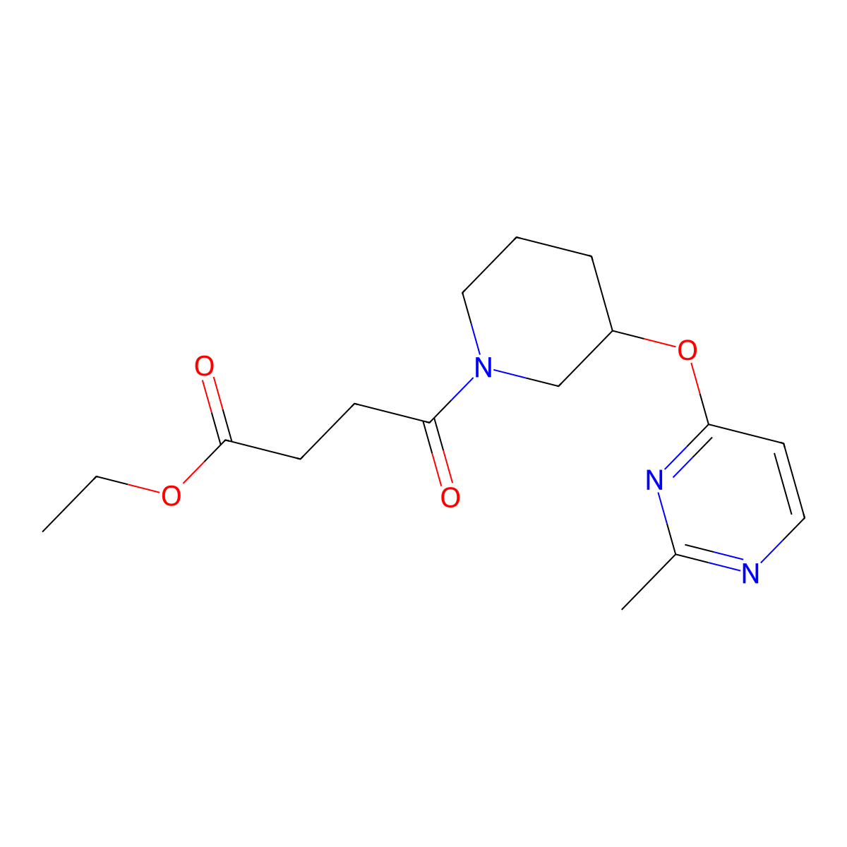 Ethyl 4-(3-((2-methylpyrimidin-4-yl)oxy)piperidin-1-yl)-4-oxobutanoate molecular structure, CAS 2034619-00-4