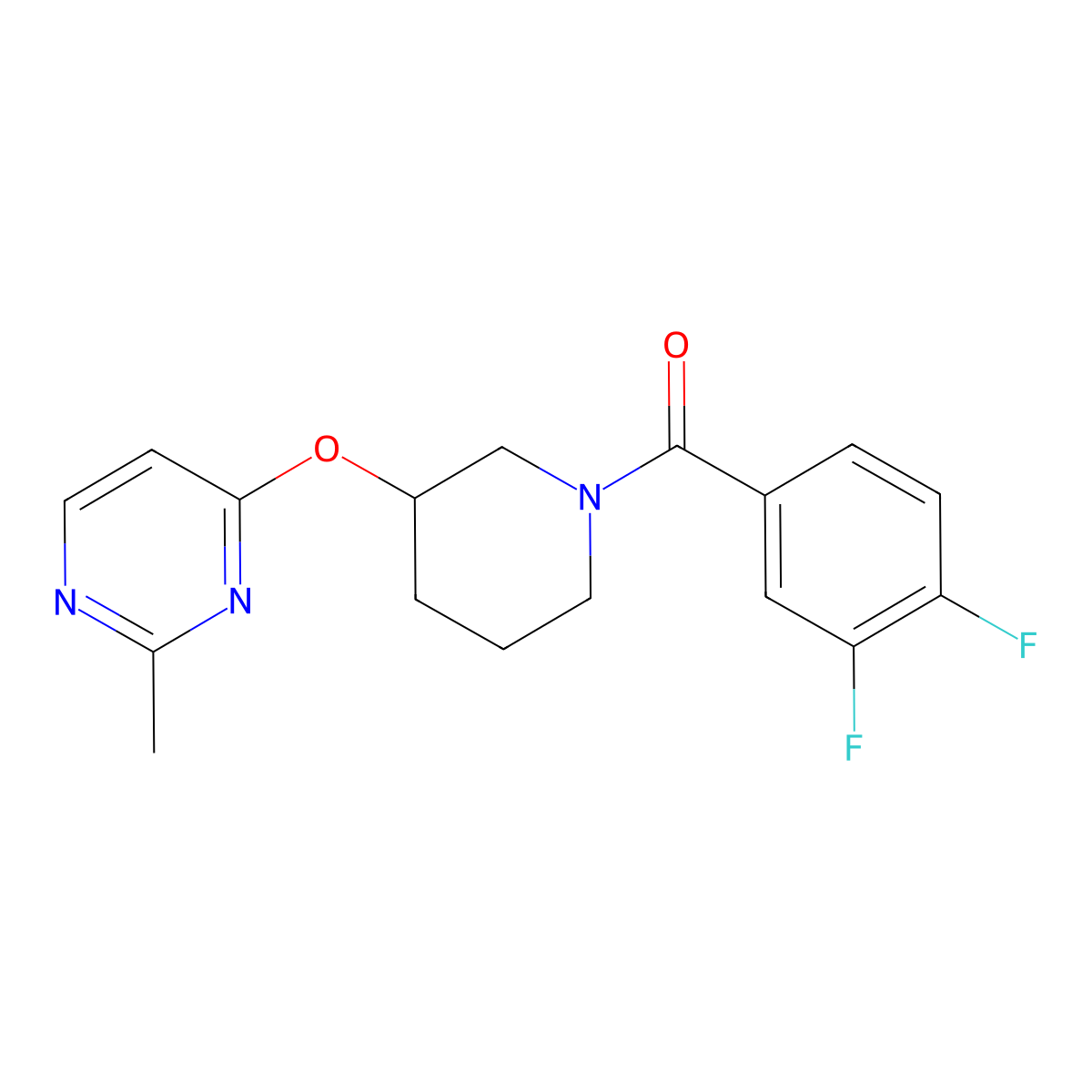 (3,4-Difluorophenyl)(3-((2-methylpyrimidin-4-yl)oxy)piperidin-1-yl)methanone molecular structure, CAS 2034619-04-8