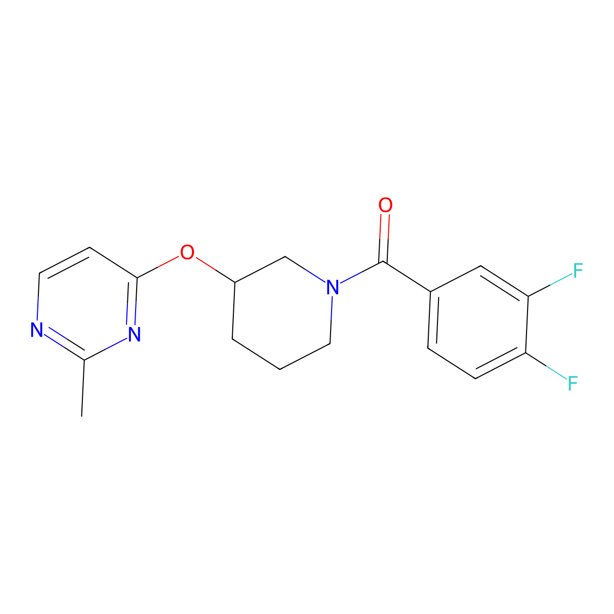 (3,4-Difluorophenyl)(3-((2-methylpyrimidin-4-yl)oxy)piperidin-1-yl)methanone molecular structure, CAS 2034619-04-8