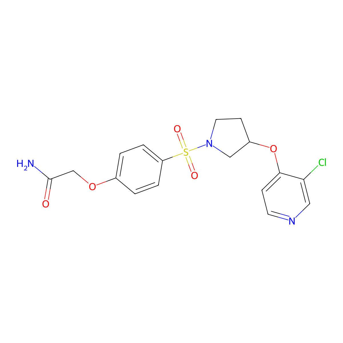 2-(4-((3-((3-Chloropyridin-4-yl)oxy)pyrrolidin-1-yl)sulfonyl)phenoxy)acetamide molecular structure, CAS 2034619-10-6