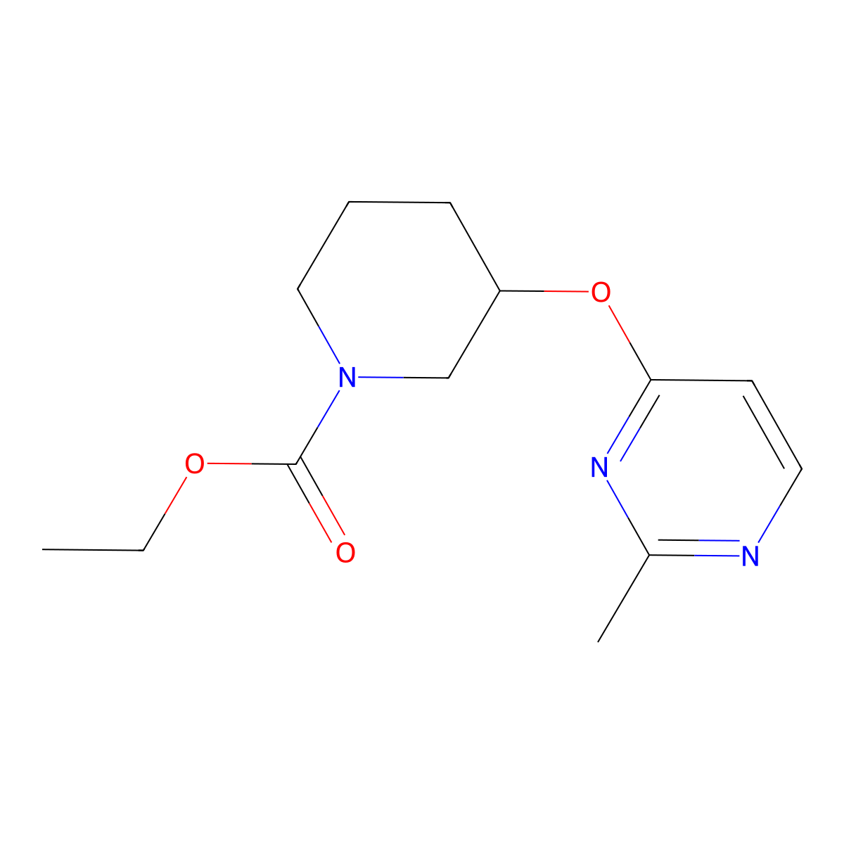 Ethyl 3-[(2-methylpyrimidin-4-yl)oxy]piperidine-1-carboxylate molecular structure, CAS 2034619-13-9