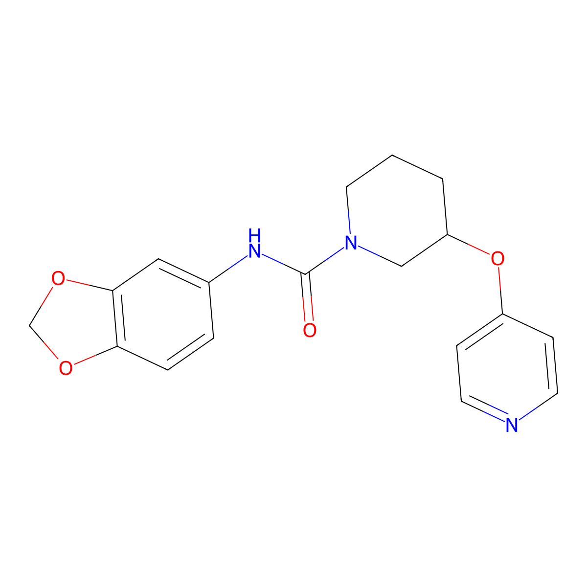 N-(benzo[d][1,3]dioxol-5-yl)-3-(pyridin-4-yloxy)piperidine-1-carboxamide molecular structure, CAS 2034619-18-4
