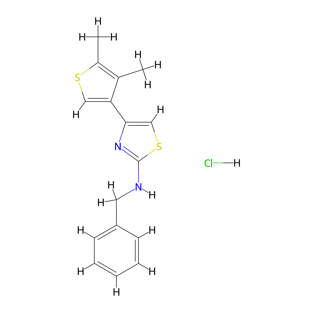 N-benzyl-4-(4,5-dimethylthiophen-3-yl)thiazol-2-amine hydrochloride molecular structure, CAS 2034619-20-8