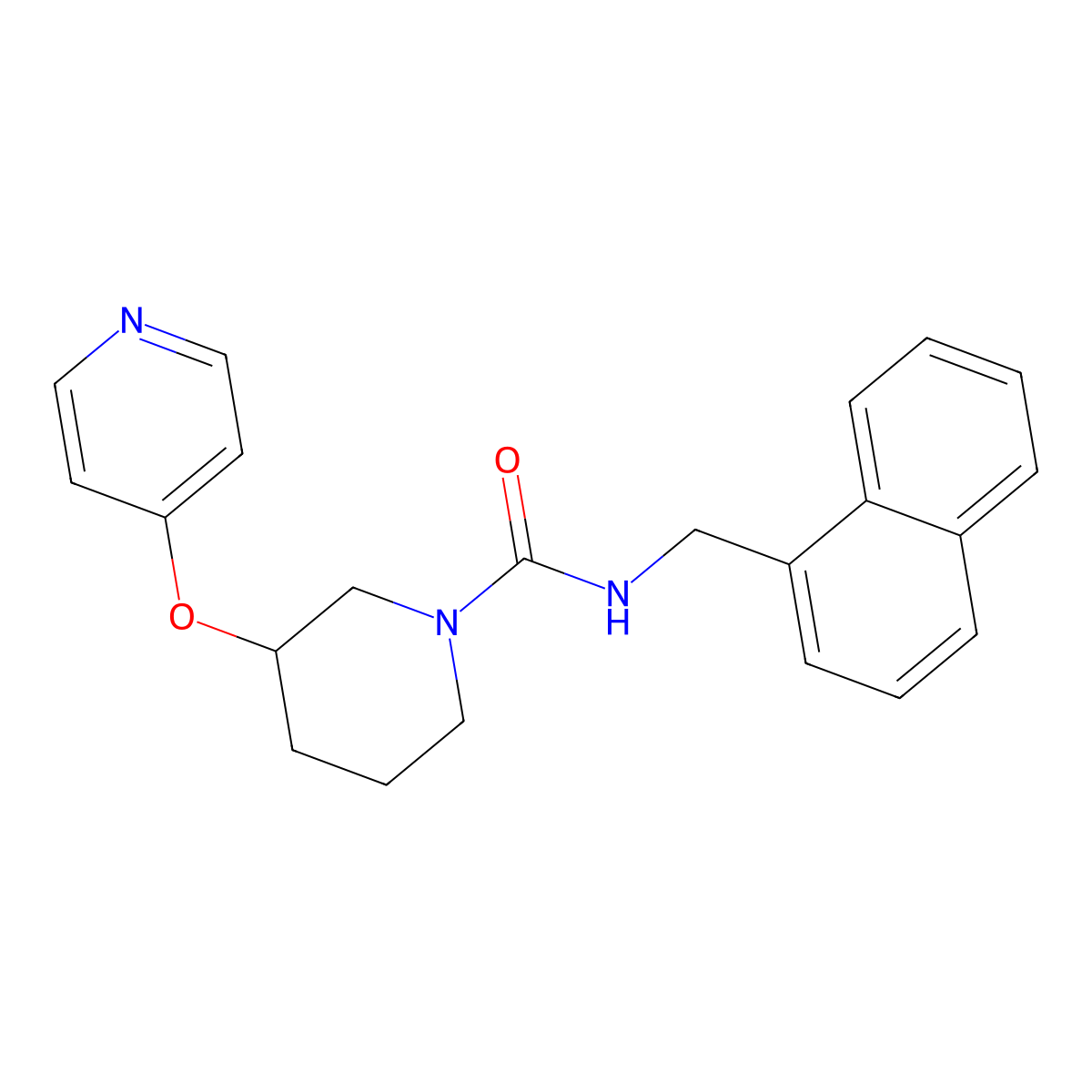 N-(naphthalen-1-ylmethyl)-3-(pyridin-4-yloxy)piperidine-1-carboxamide molecular structure, CAS 2034619-21-9