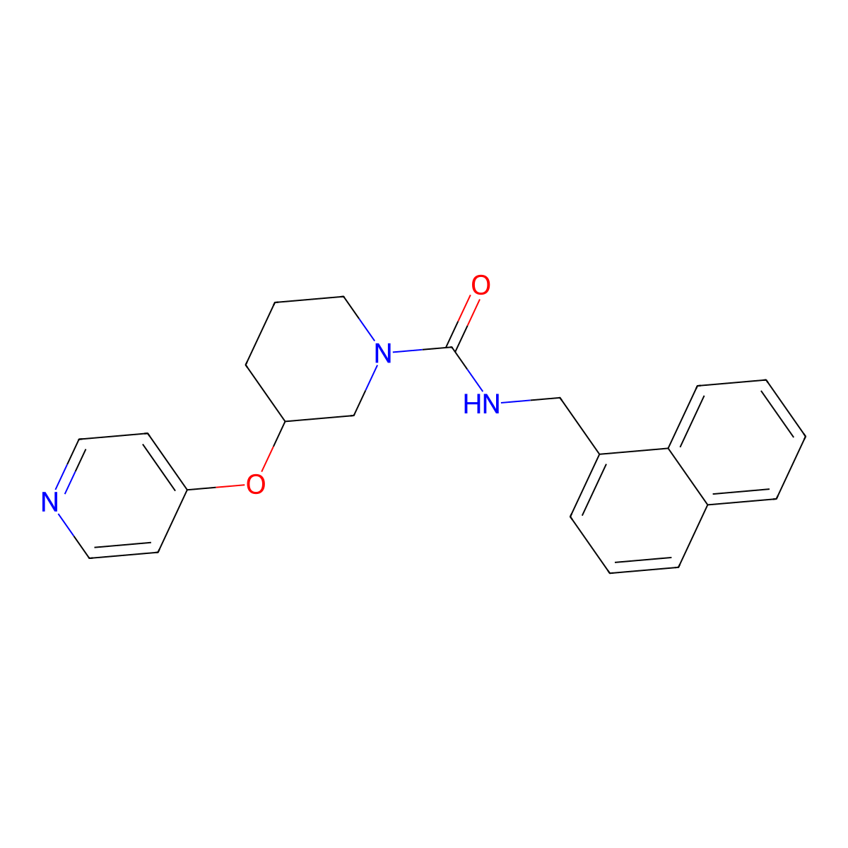 N-(naphthalen-1-ylmethyl)-3-(pyridin-4-yloxy)piperidine-1-carboxamide molecular structure, CAS 2034619-21-9