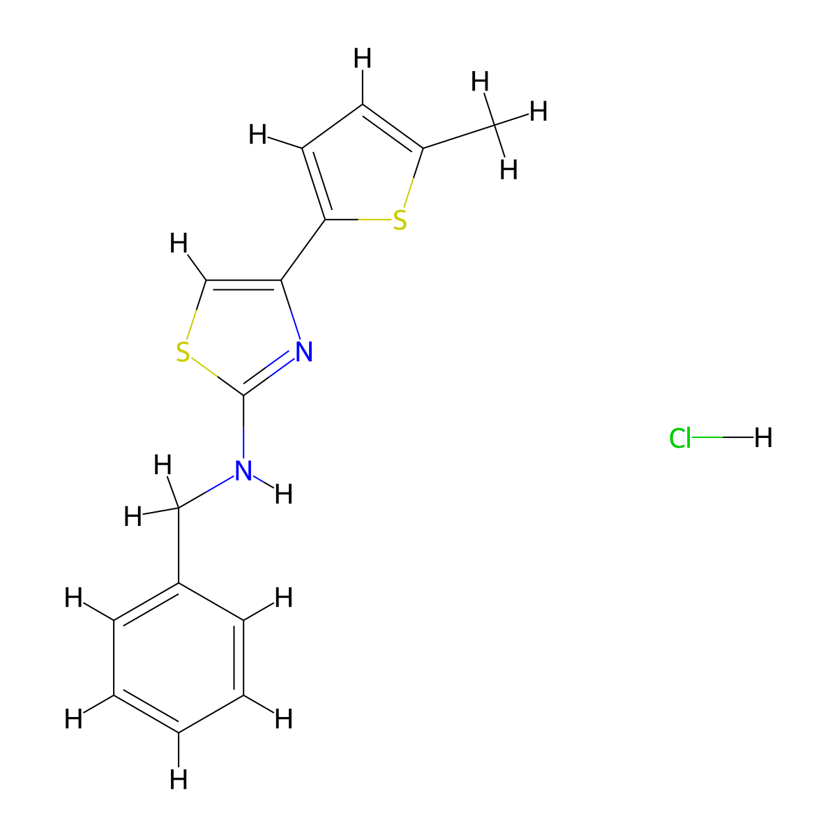 N-benzyl-4-(5-methylthiophen-2-yl)thiazol-2-amine hydrochloride molecular structure, CAS 2034619-24-2