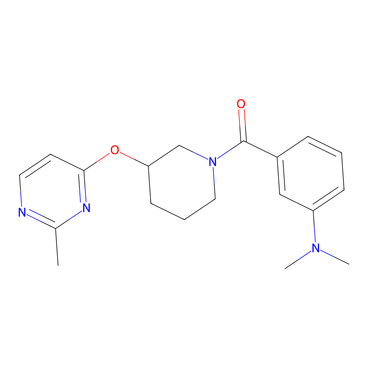 (3-(Dimethylamino)phenyl)(3-((2-methylpyrimidin-4-yl)oxy)piperidin-1-yl)methanone molecular structure, CAS 2034619-29-7