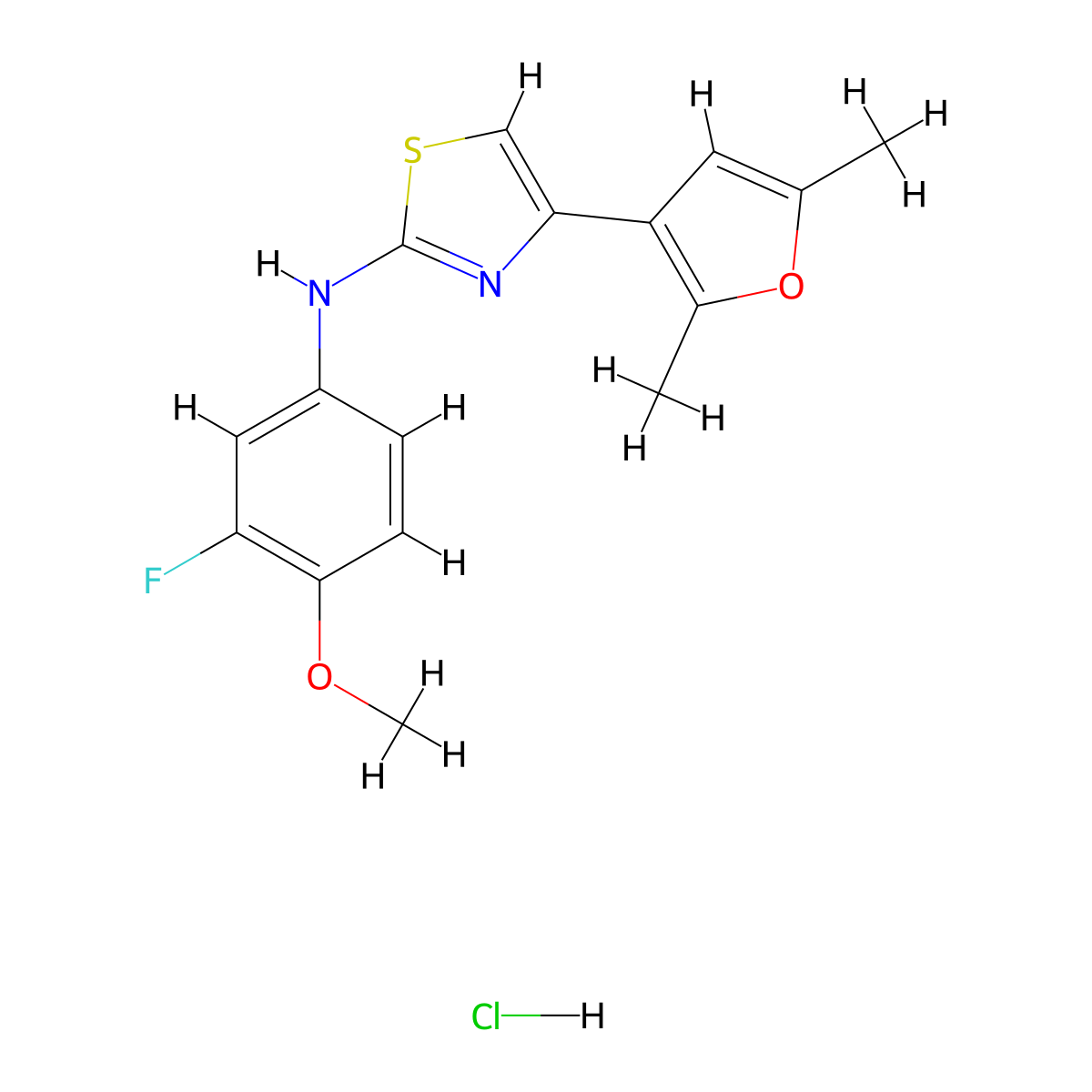 4-(2,5-dimethylfuran-3-yl)-N-(3-fluoro-4-methoxyphenyl)thiazol-2-amine hydrochloride molecular structure, CAS 2034619-31-1