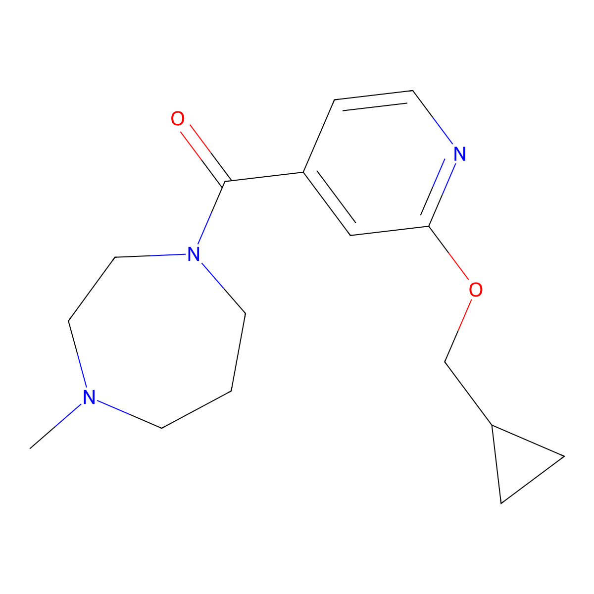 (2-(Cyclopropylmethoxy)pyridin-4-yl)(4-methyl-1,4-diazepan-1-yl)methanone molecular structure, CAS 2034619-36-6