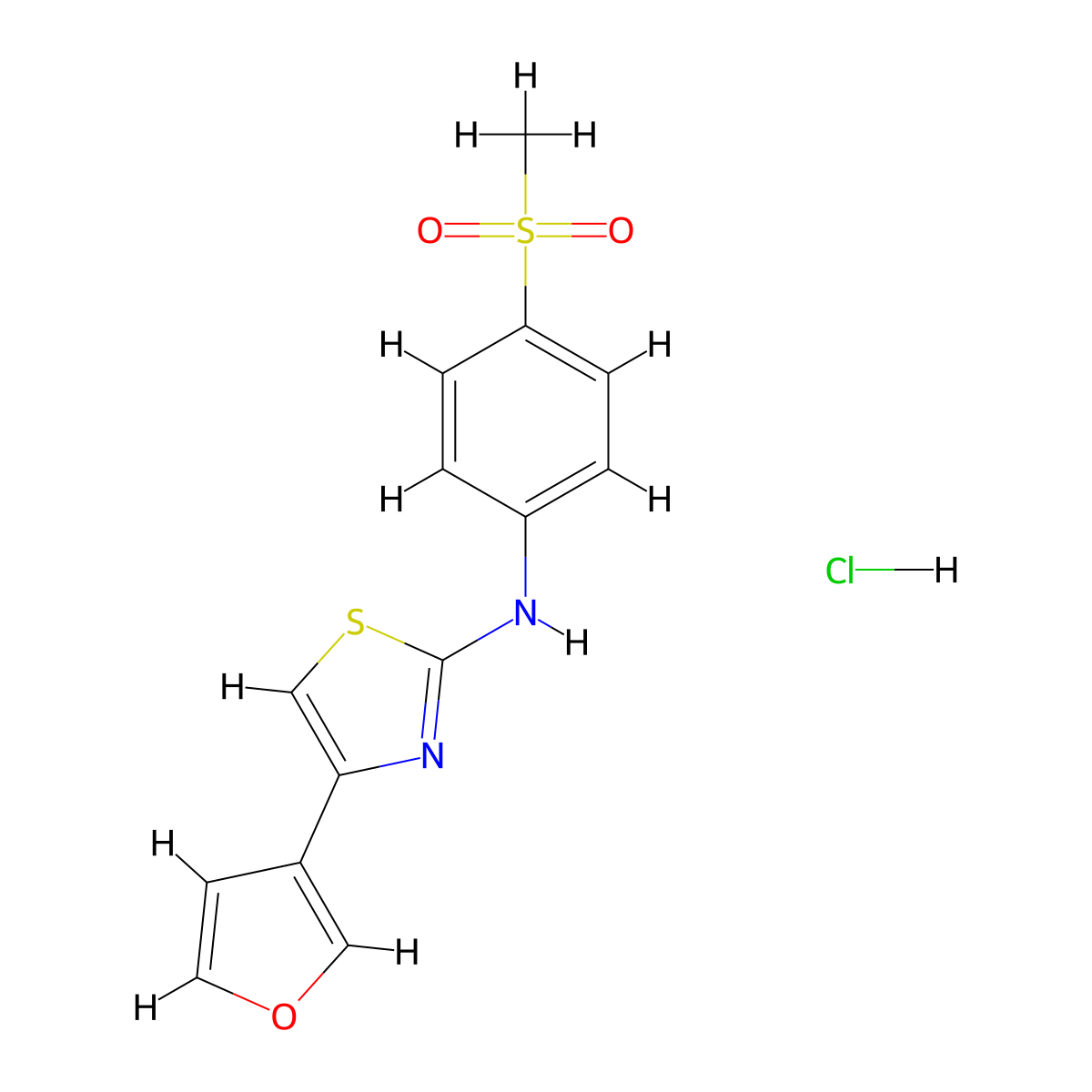 4-(furan-3-yl)-N-(4-(methylsulfonyl)phenyl)thiazol-2-amine hydrochloride molecular structure, CAS 2034619-37-7
