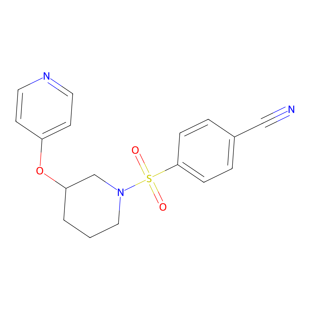 4-((3-(Pyridin-4-yloxy)piperidin-1-yl)sulfonyl)benzonitrile molecular structure, CAS 2034619-44-6