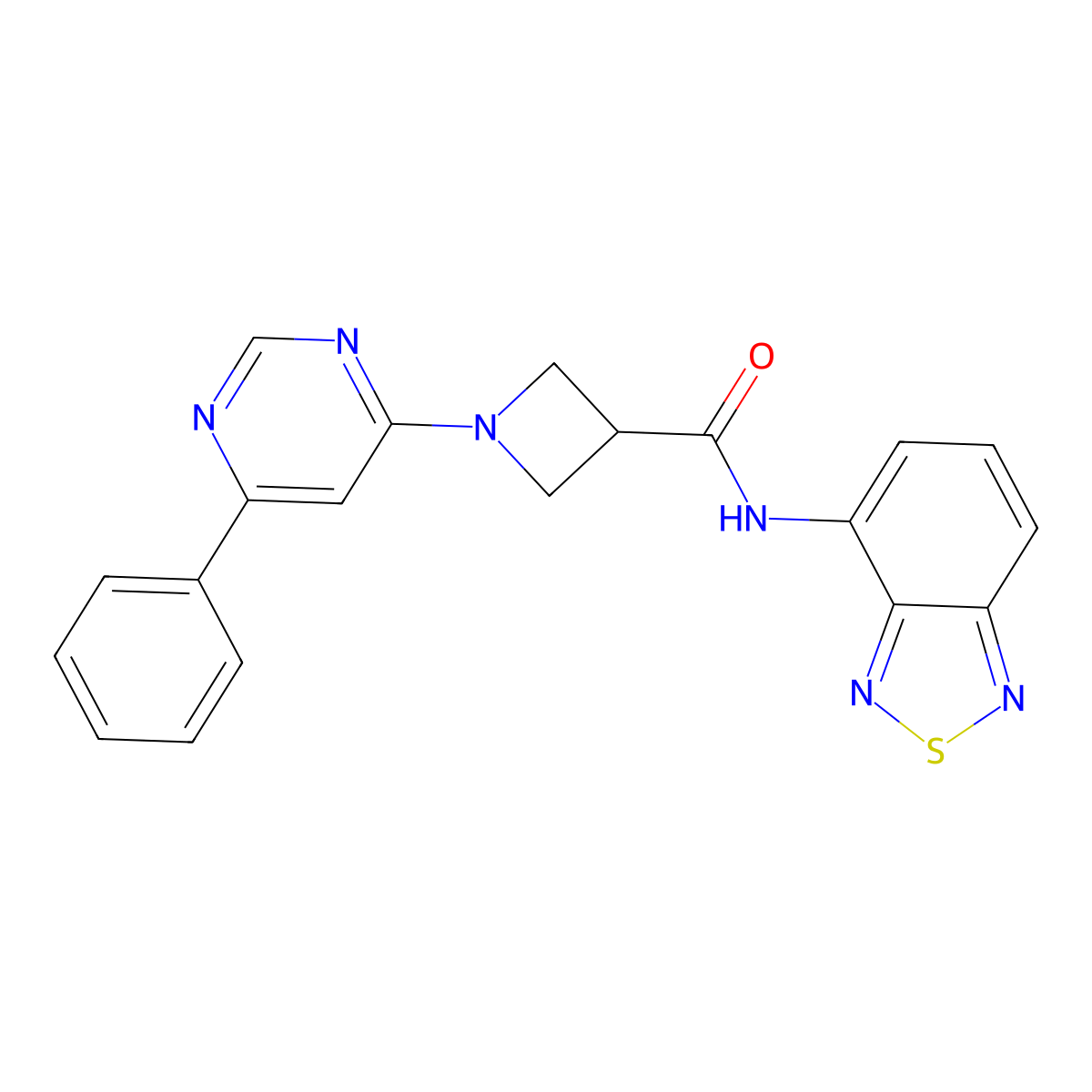 N-(2,1,3-benzothiadiazol-4-yl)-1-(6-phenylpyrimidin-4-yl)azetidine-3-carboxamide molecular structure, CAS 2034619-47-9
