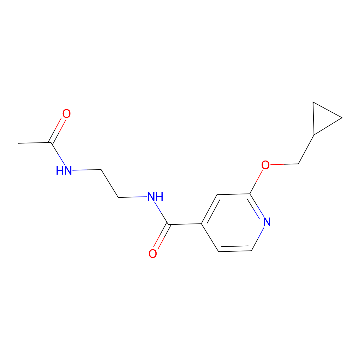 N-(2-acetamidoethyl)-2-(cyclopropylmethoxy)isonicotinamide molecular structure, CAS 2034619-49-1